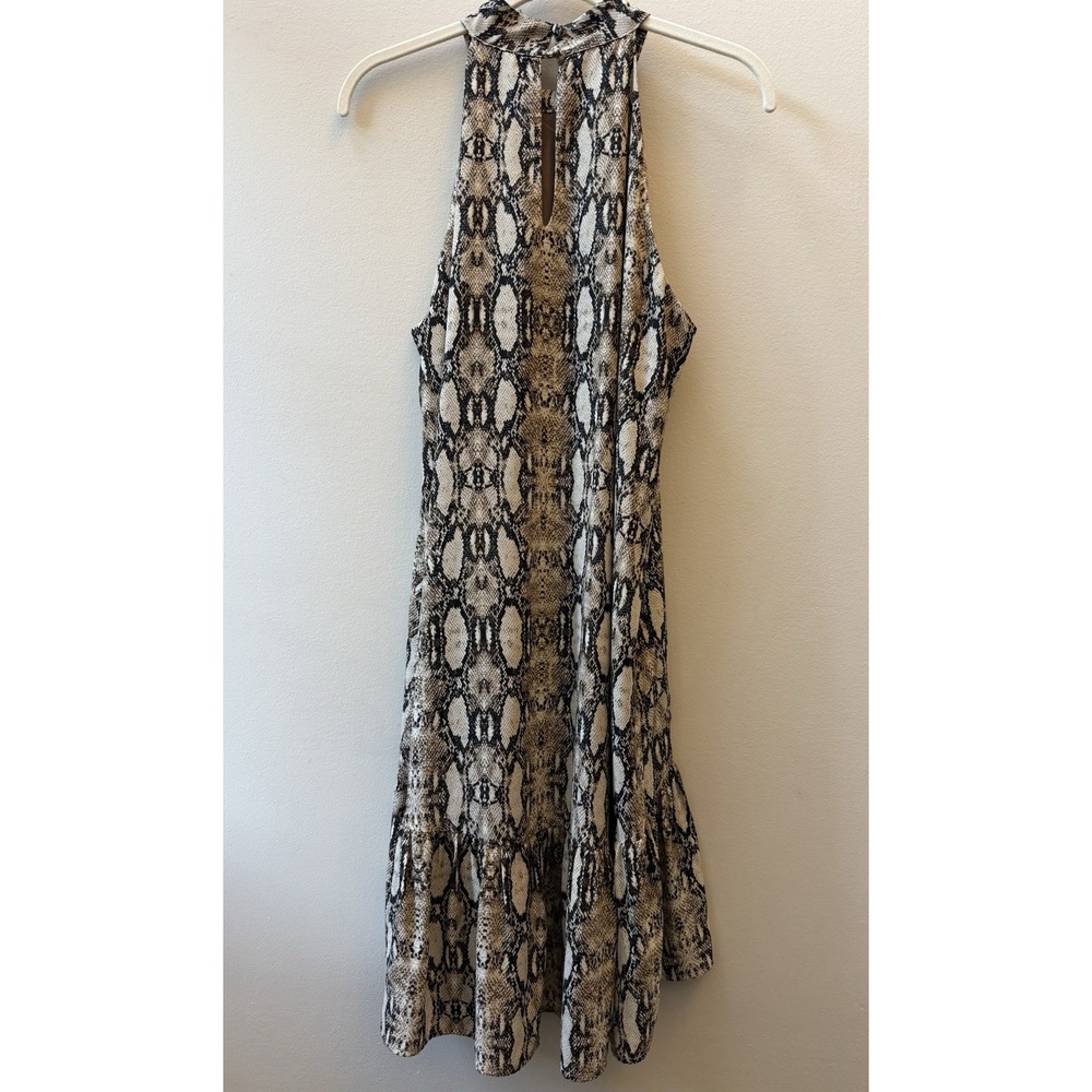 Veronica M - Hi Lo Snake Print Black Brown Beige‎ Halter Sleeveless Size L